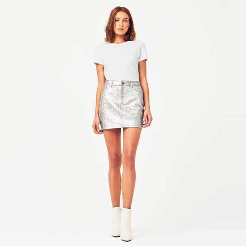 DL1961 Brit Skirt in Silver Metal NWT - Orig. $168